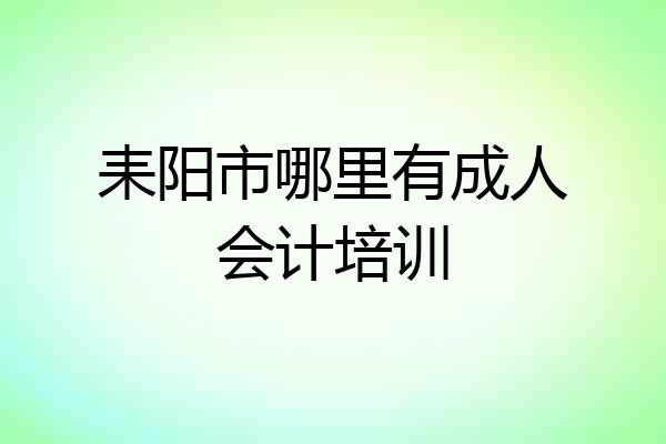 耒阳市哪里有成人会计培训