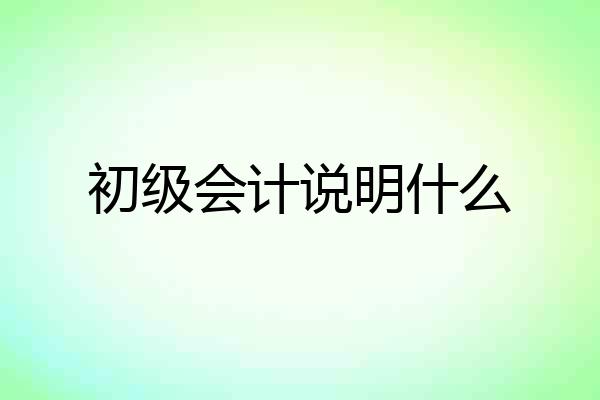 初级会计说明什么