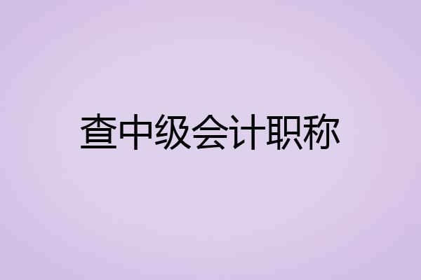 查中级会计职称