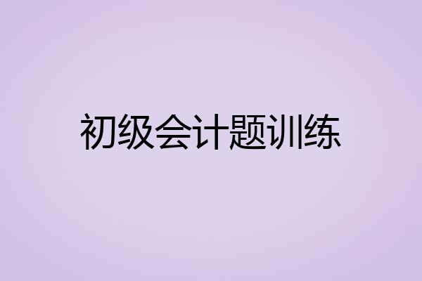 初级会计题训练