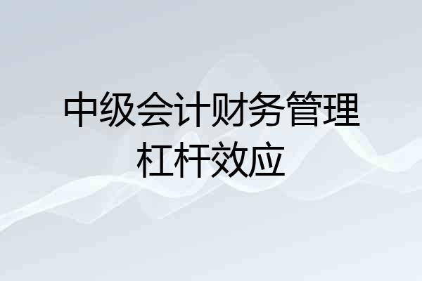 中级会计财务管理杠杆效应