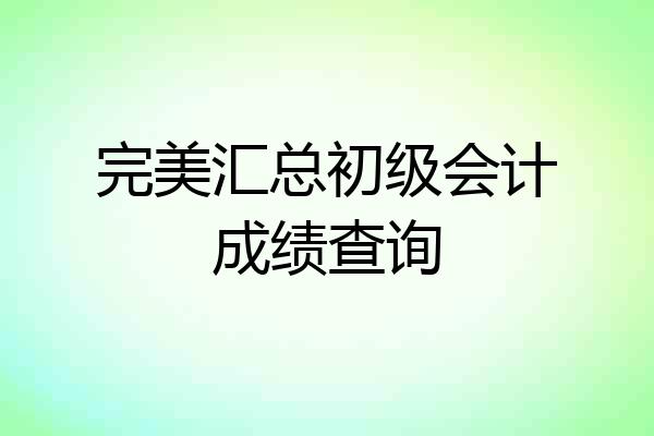 完美汇总初级会计成绩查询