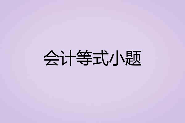 会计等式小题