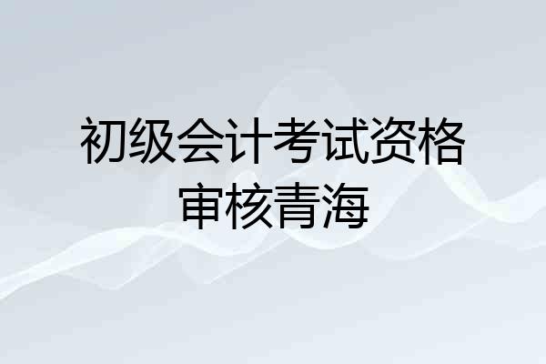 初级会计考试资格审核青海