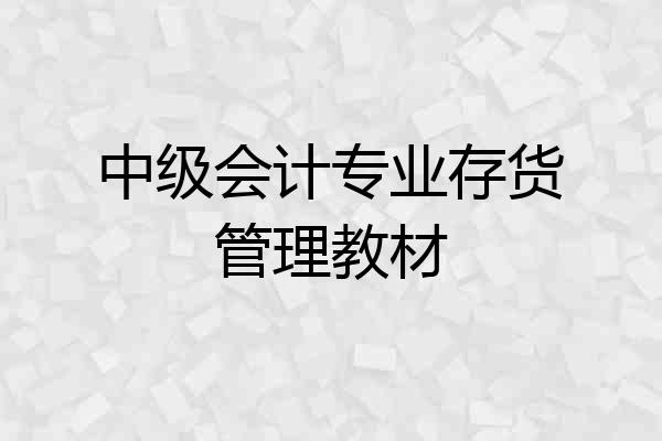中级会计专业存货管理教材