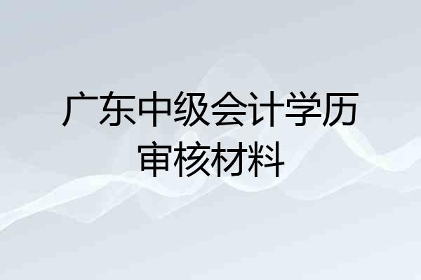 广东中级会计学历审核材料