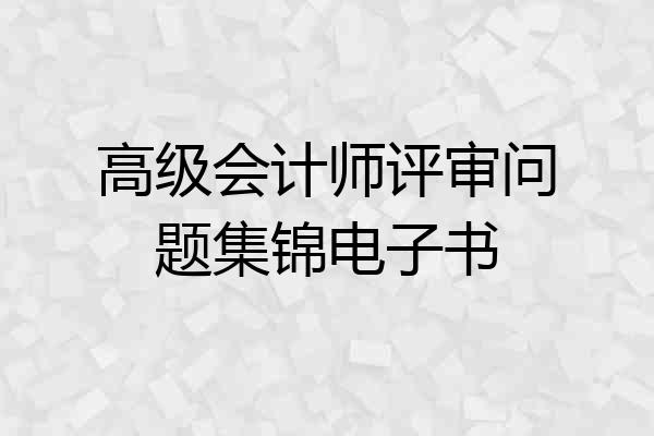 高级会计师评审问题集锦电子书
