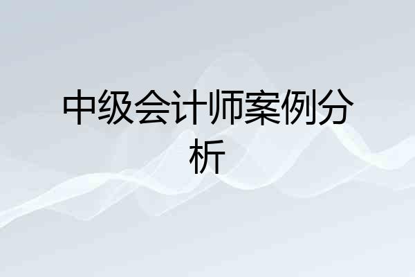 中级会计师案例分析
