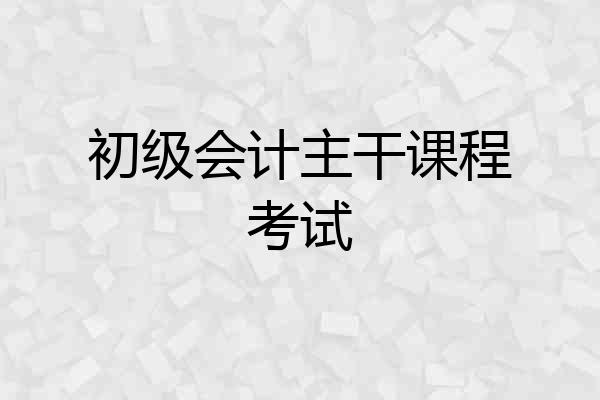 初级会计主干课程考试