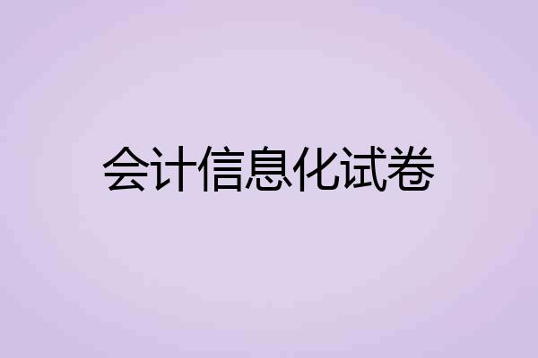 会计信息化试卷