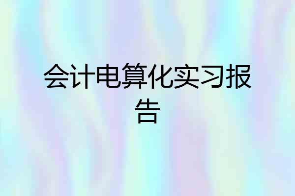 会计电算化实习报告