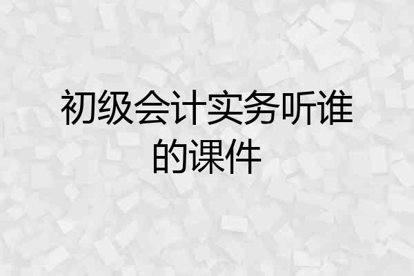 初级会计实务听谁的课件