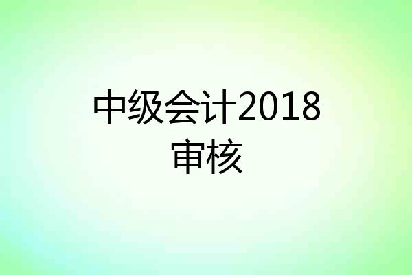 中级会计2018审核