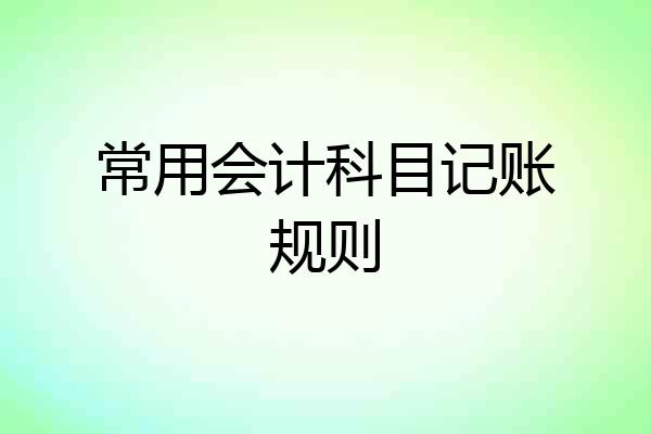 常用会计科目记账规则