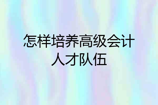 怎样培养高级会计人才队伍
