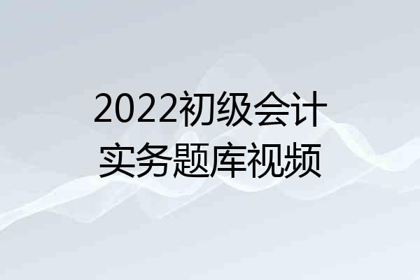 2022初级会计实务题库视频