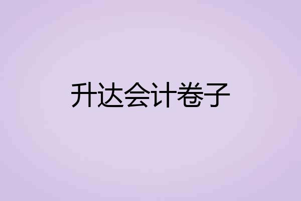 升达会计卷子