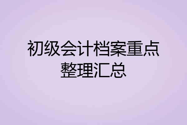 初级会计档案重点整理汇总