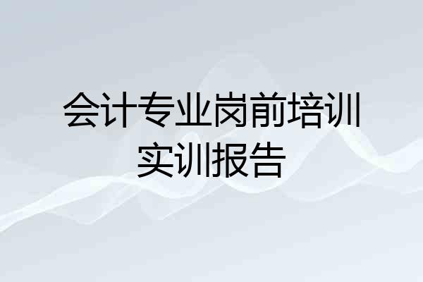 会计专业岗前培训实训报告