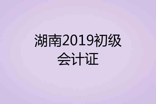 湖南2019初级会计证