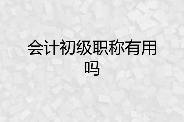 会计初级职称有用吗