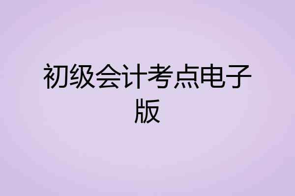 初级会计考点电子版