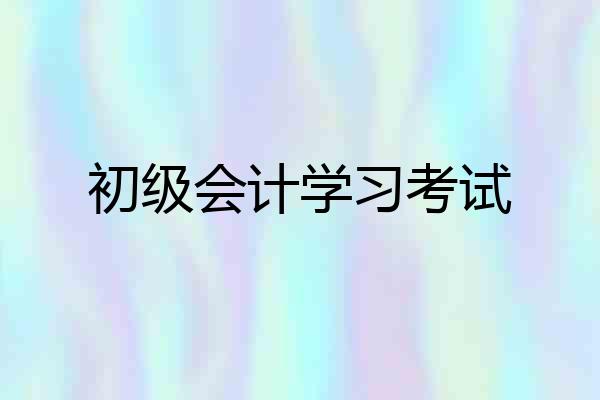 初级会计学习考试