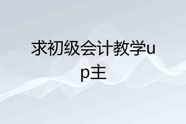 求初级会计教学up主