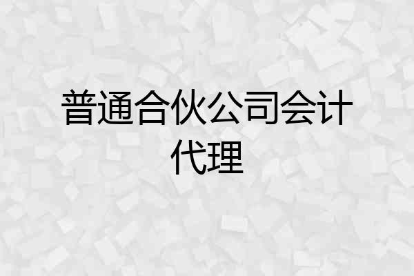 普通合伙公司会计代理