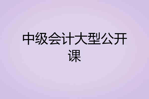 中级会计大型公开课