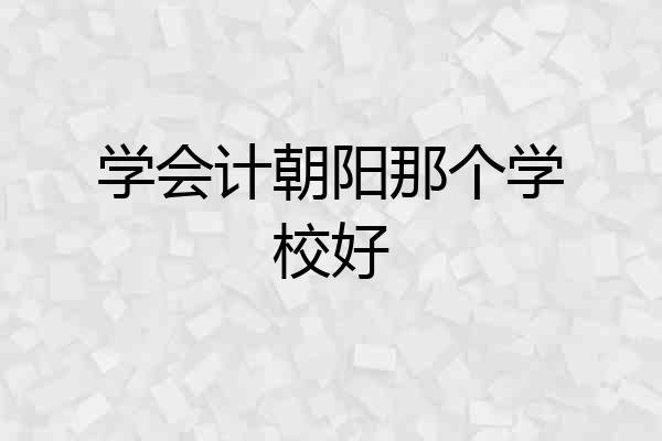 学会计朝阳那个学校好