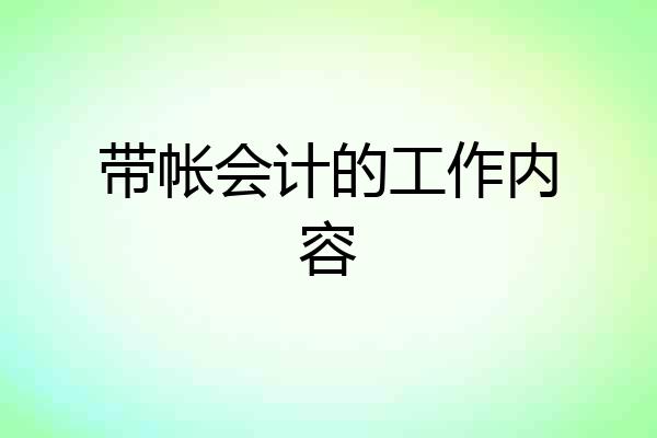 带帐会计的工作内容