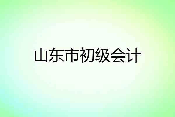 山东市初级会计