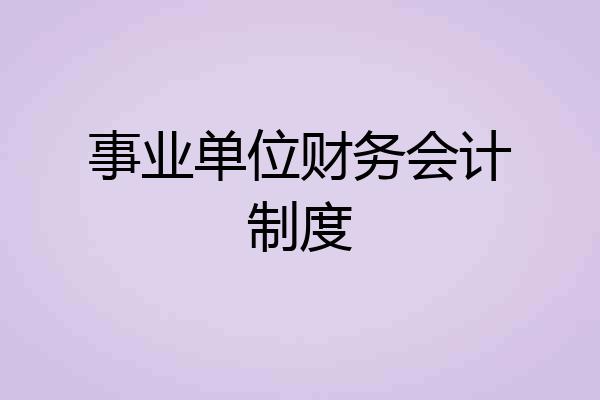 事业单位财务会计制度