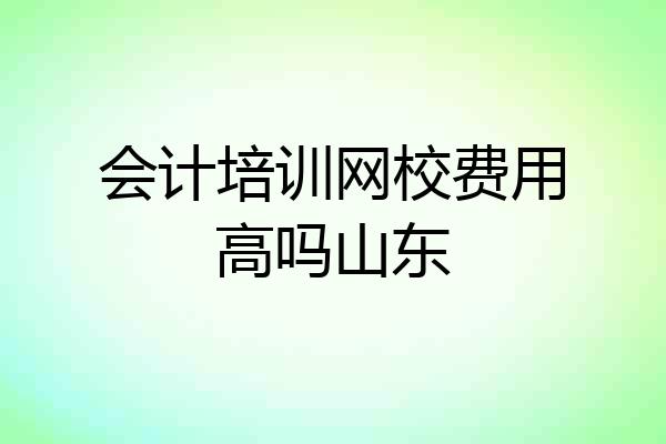 会计培训网校费用高吗山东