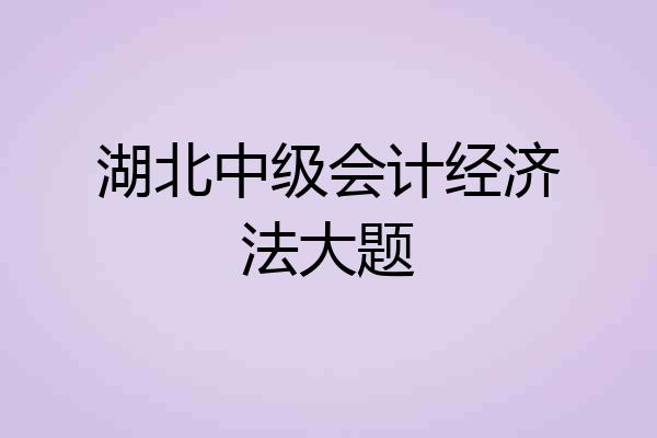 湖北中级会计经济法大题
