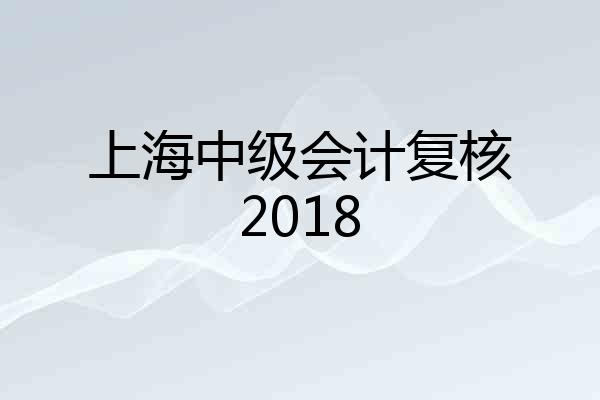 上海中级会计复核2018