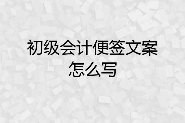 初级会计便签文案怎么写