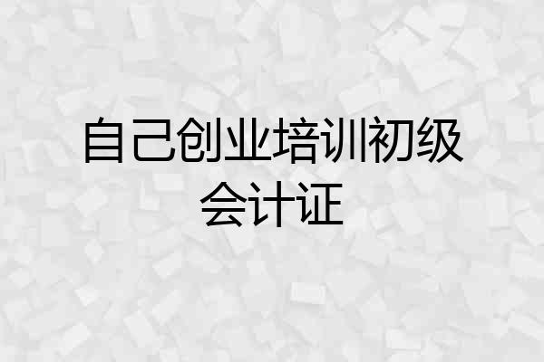 自己创业培训初级会计证