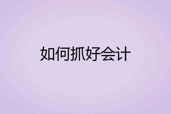 如何抓好会计