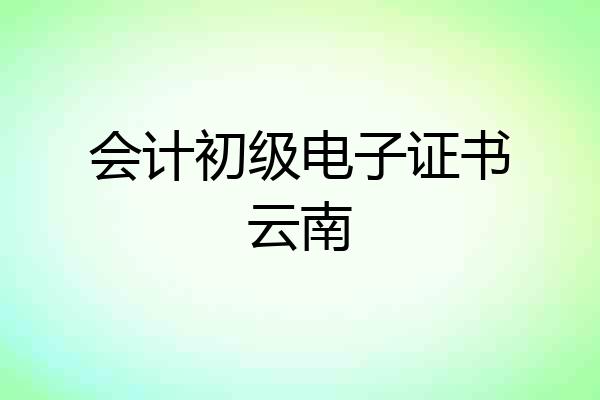 会计初级电子证书云南