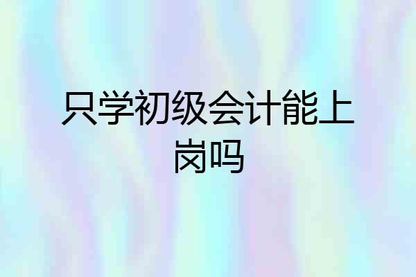 只学初级会计能上岗吗