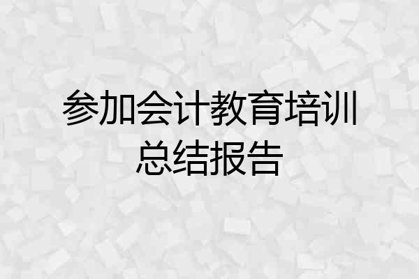 参加会计教育培训总结报告