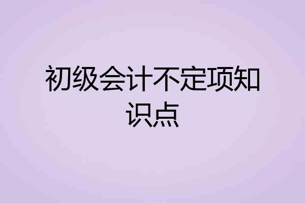 初级会计不定项知识点