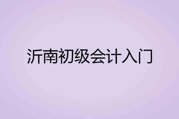 沂南初级会计入门