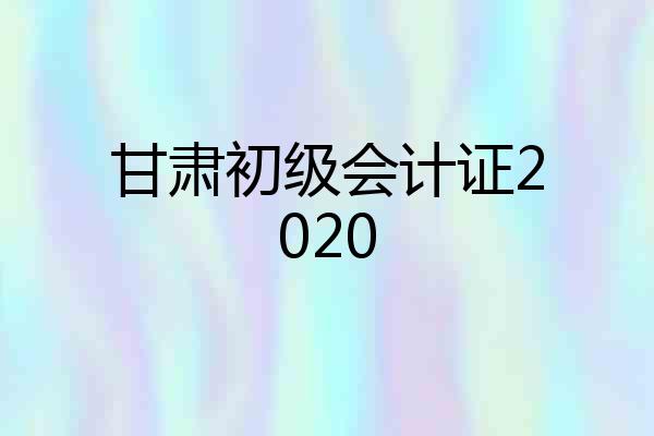 甘肃初级会计证2020