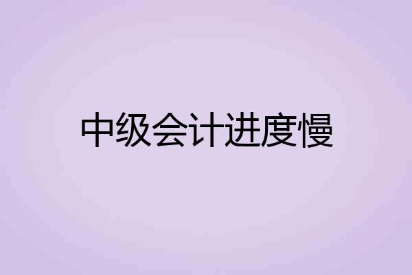 中级会计进度慢