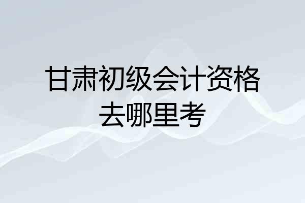 甘肃初级会计资格去哪里考