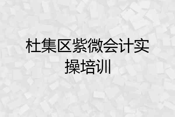 杜集区紫微会计实操培训