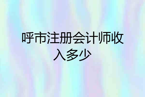 呼市注册会计师收入多少